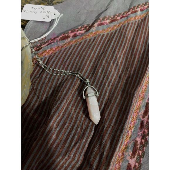 NWT Natural Gemstone Quartz 16” Chain & Pendant Pointed Reiki Chakra Hexagonal - Picture 9 of 9